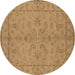 Round Oriental Brown Traditional Rug, urb1000brn