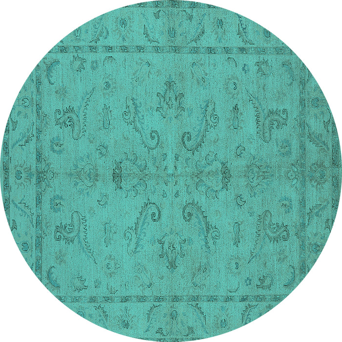 Round Oriental Turquoise Traditional Rug, urb1000turq