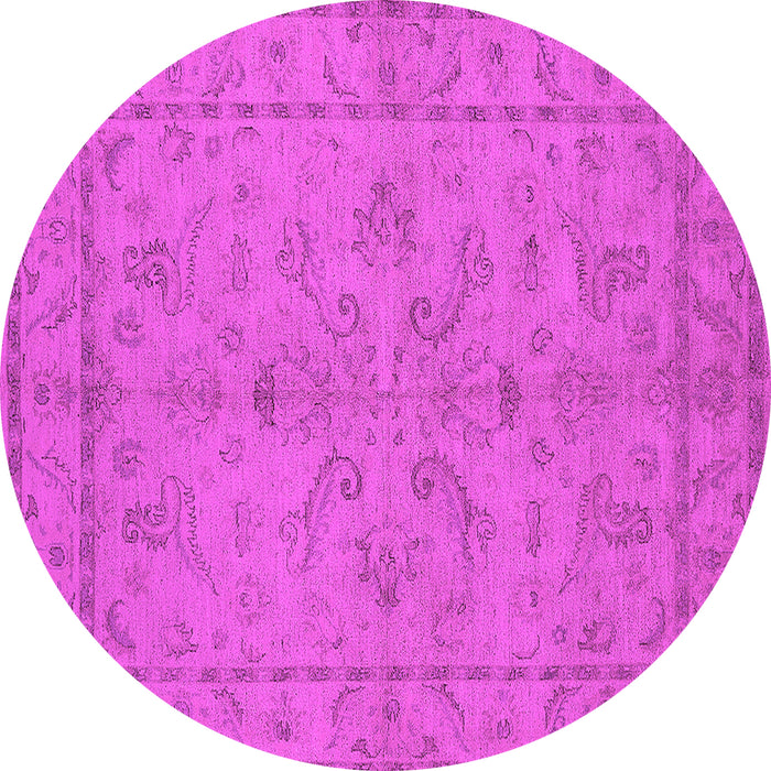 Round Machine Washable Oriental Pink Traditional Rug, wshurb1000pnk