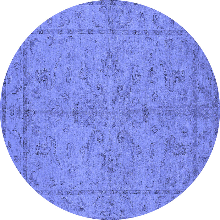 Round Oriental Blue Traditional Rug, urb1000blu