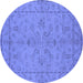 Round Oriental Blue Traditional Rug, urb1000blu