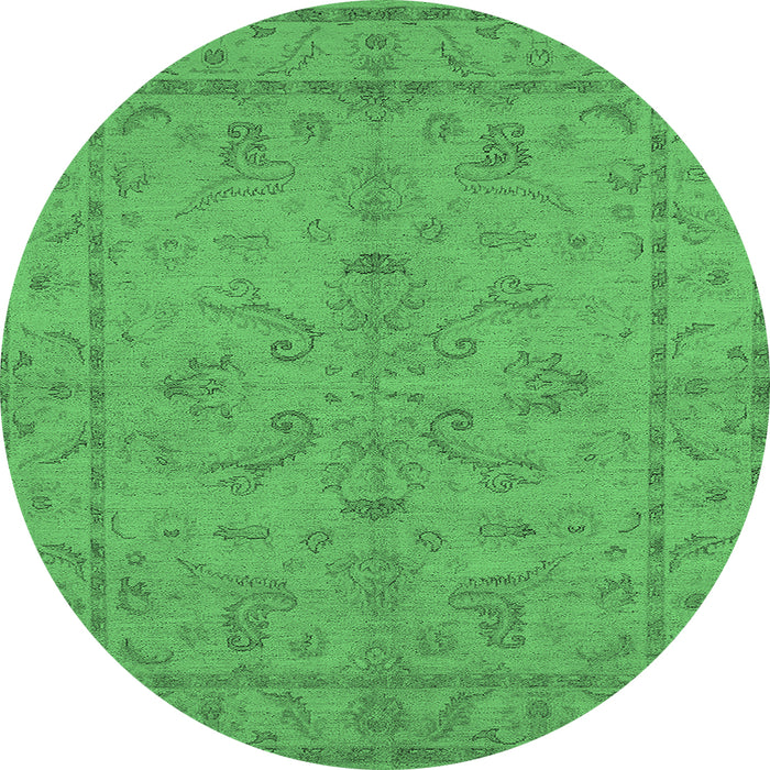 Round Oriental Emerald Green Traditional Rug, urb1000emgrn