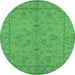 Round Oriental Emerald Green Traditional Rug, urb1000emgrn