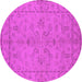 Round Oriental Pink Traditional Rug, urb1000pnk