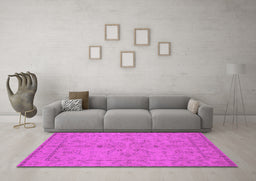 Machine Washable Oriental Pink Traditional Rug in a Living Room, wshurb1000pnk