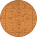 Round Oriental Orange Traditional Rug, urb1000org