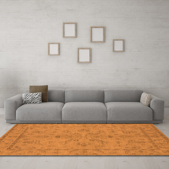 Machine Washable Oriental Orange Traditional Area Rugs in a Living Room, wshurb1000org