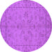 Round Machine Washable Oriental Purple Traditional Area Rugs, wshurb1000pur