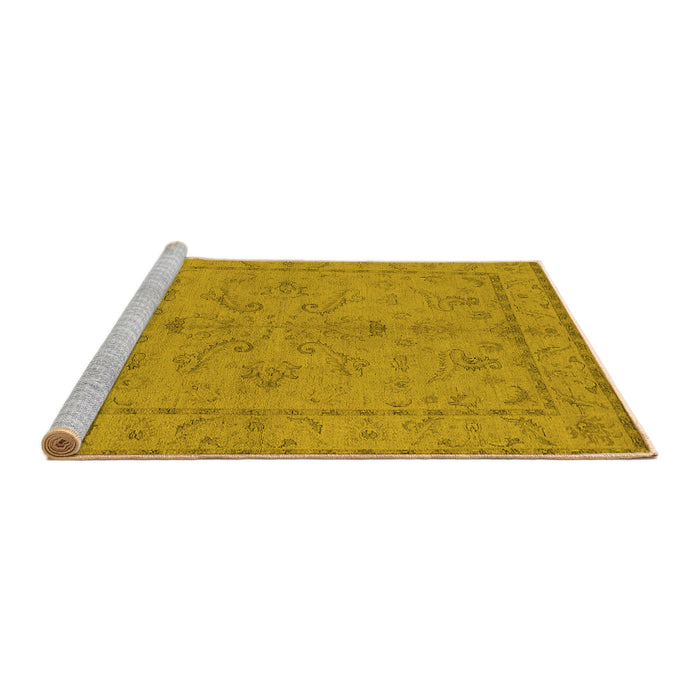 Sideview of Machine Washable Oriental Yellow Traditional Rug, wshurb1000yw