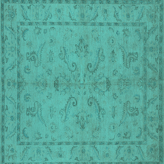 Square Machine Washable Oriental Turquoise Traditional Area Rugs, wshurb1000turq
