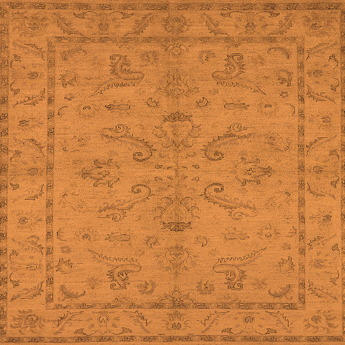Square Machine Washable Oriental Orange Traditional Area Rugs, wshurb1000org