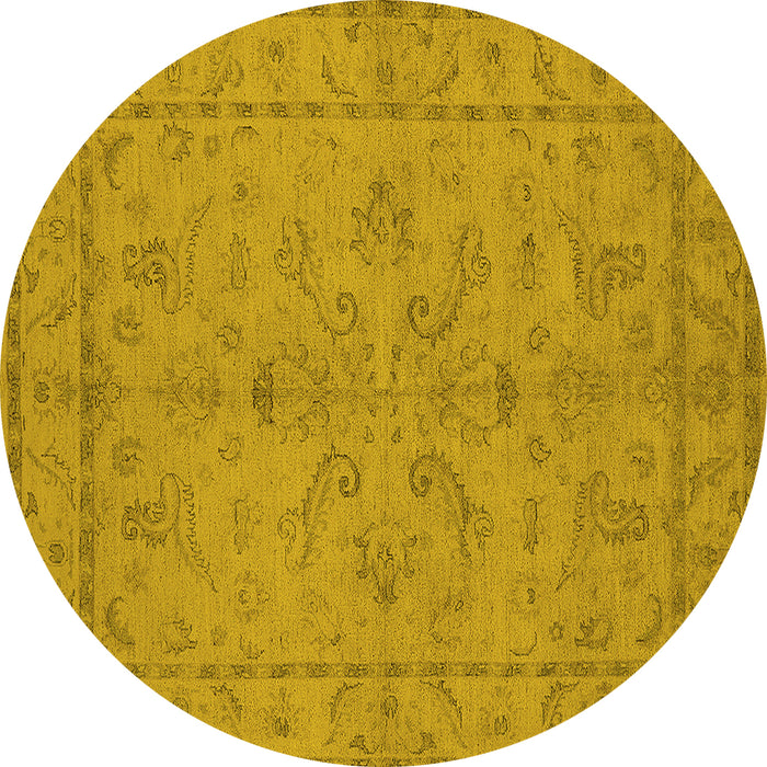 Round Oriental Yellow Traditional Rug, urb1000yw