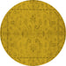 Round Oriental Yellow Traditional Rug, urb1000yw