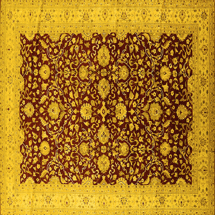Square Machine Washable Oriental Yellow Traditional Rug, wshurb1001yw
