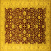 Square Machine Washable Oriental Yellow Traditional Rug, wshurb1001yw