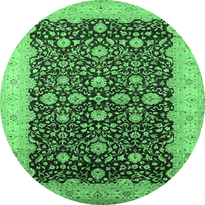 Round Oriental Emerald Green Traditional Rug, urb1001emgrn