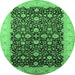 Round Oriental Emerald Green Traditional Rug, urb1001emgrn