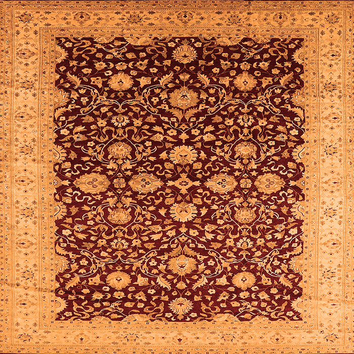 Square Oriental Orange Traditional Rug, urb1001org