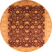 Round Oriental Orange Traditional Rug, urb1001org