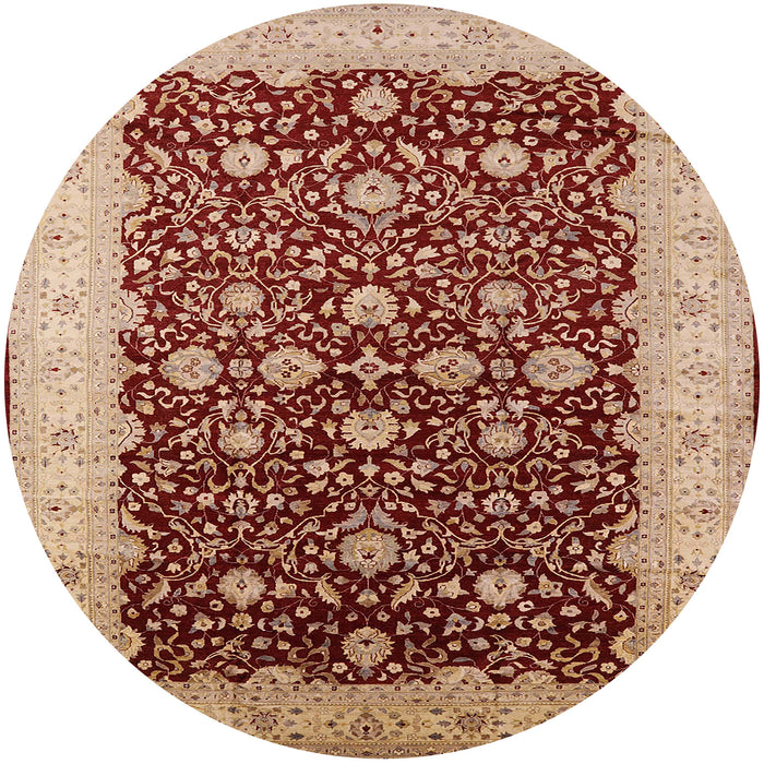 Round Machine Washable Industrial Modern Tomato Red Rug, wshurb1001