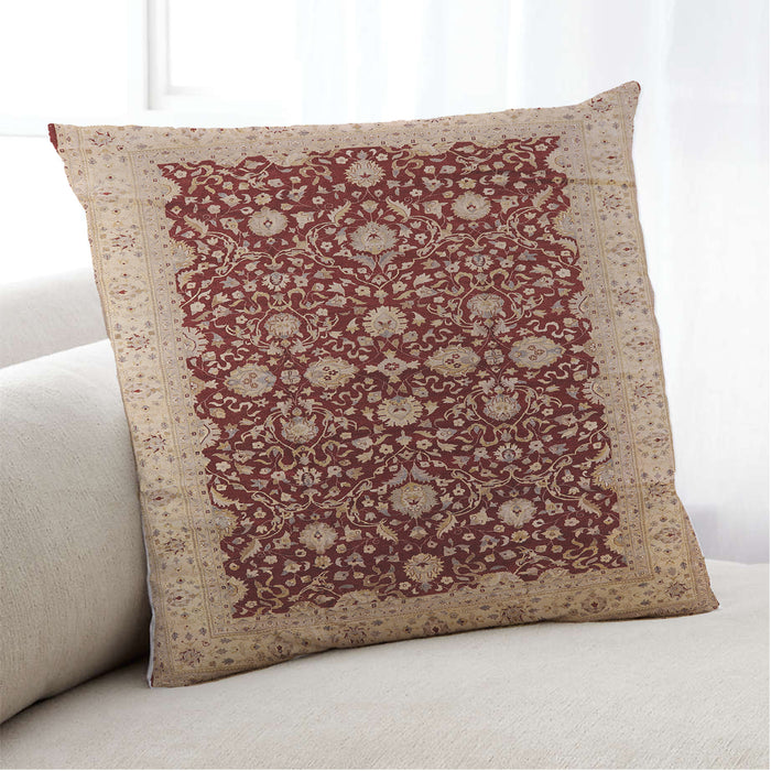 Lifestyle Image of Mid-Century Modern Urban Square Tomato Red Throw Pillow, 18 inch by 18 inch, pwurb1001