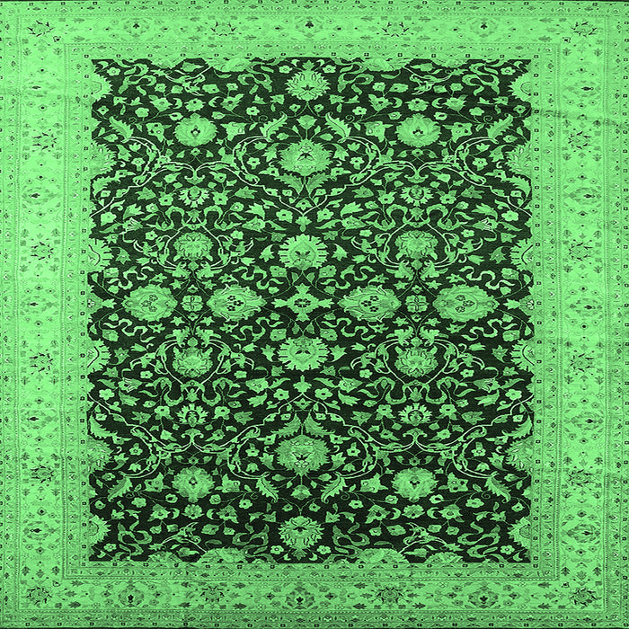 Square Oriental Emerald Green Traditional Rug, urb1001emgrn