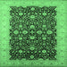 Square Oriental Emerald Green Traditional Rug, urb1001emgrn