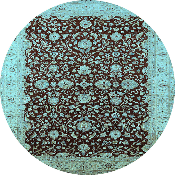 Round Oriental Light Blue Traditional Rug, urb1001lblu
