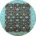 Round Oriental Light Blue Traditional Rug, urb1001lblu