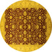 Round Oriental Yellow Traditional Rug, urb1001yw