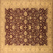 Square Machine Washable Oriental Brown Traditional Rug, wshurb1001brn