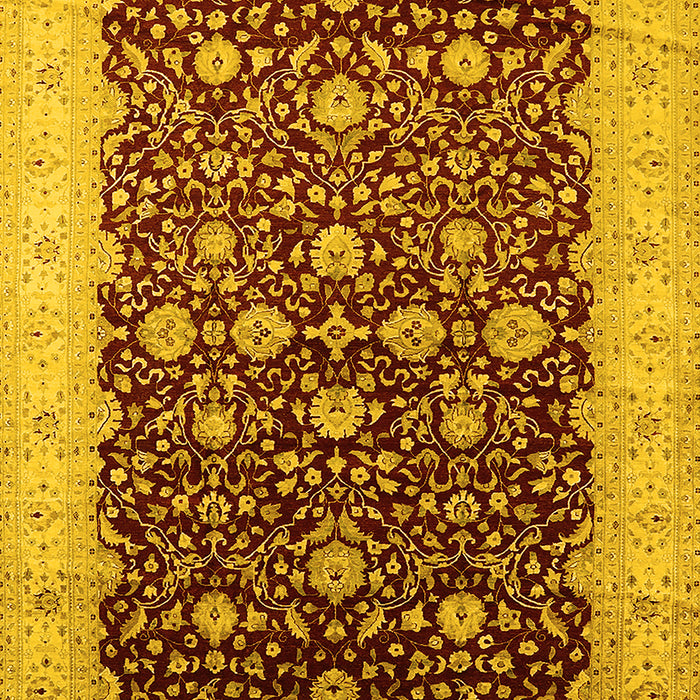Machine Washable Oriental Yellow Traditional Rug, wshurb1001yw
