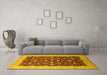 Machine Washable Oriental Yellow Traditional Rug in a Living Room, wshurb1001yw