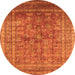 Round Oriental Orange Industrial Rug, urb1002org