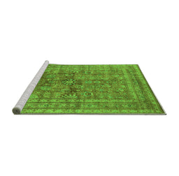 Sideview of Machine Washable Oriental Green Industrial Area Rugs, wshurb1002grn