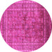 Round Oriental Pink Industrial Rug, urb1002pnk