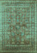 Machine Washable Oriental Turquoise Industrial Area Rugs, wshurb1002turq