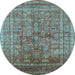 Round Oriental Light Blue Industrial Rug, urb1002lblu