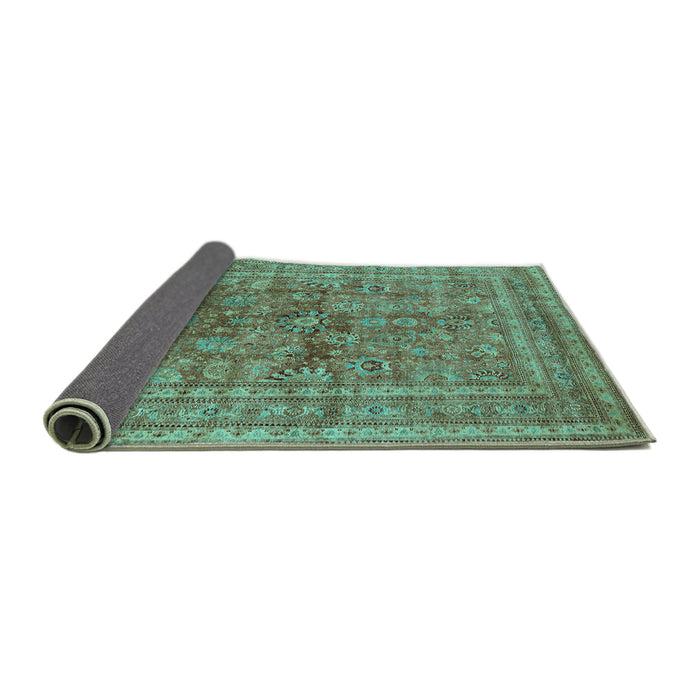 Sideview of Oriental Turquoise Industrial Rug, urb1002turq
