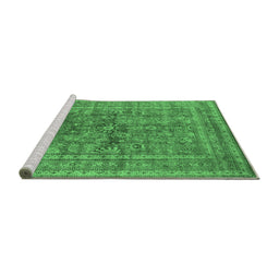 Sideview of Machine Washable Oriental Emerald Green Industrial Area Rugs, wshurb1002emgrn