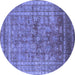 Round Oriental Blue Industrial Rug, urb1002blu