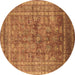 Round Oriental Brown Industrial Rug, urb1002brn