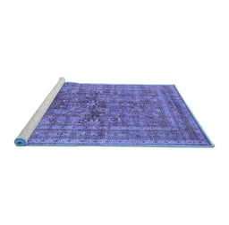 Sideview of Machine Washable Oriental Blue Industrial Rug, wshurb1002blu