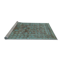Sideview of Machine Washable Oriental Light Blue Industrial Rug, wshurb1002lblu