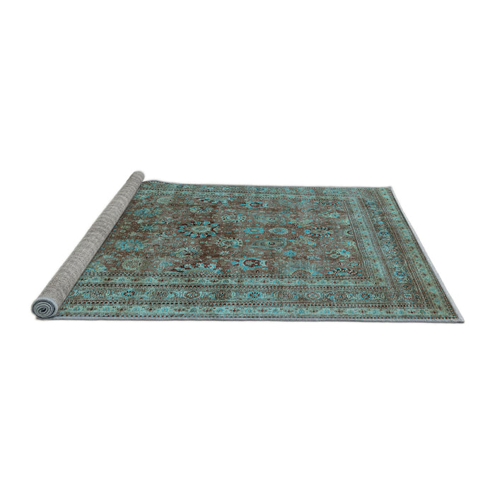 Sideview of Machine Washable Oriental Light Blue Industrial Rug, wshurb1002lblu