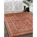 Mid-Century Modern Sunrise Orange Oriental Rug in Family Room, urb1002