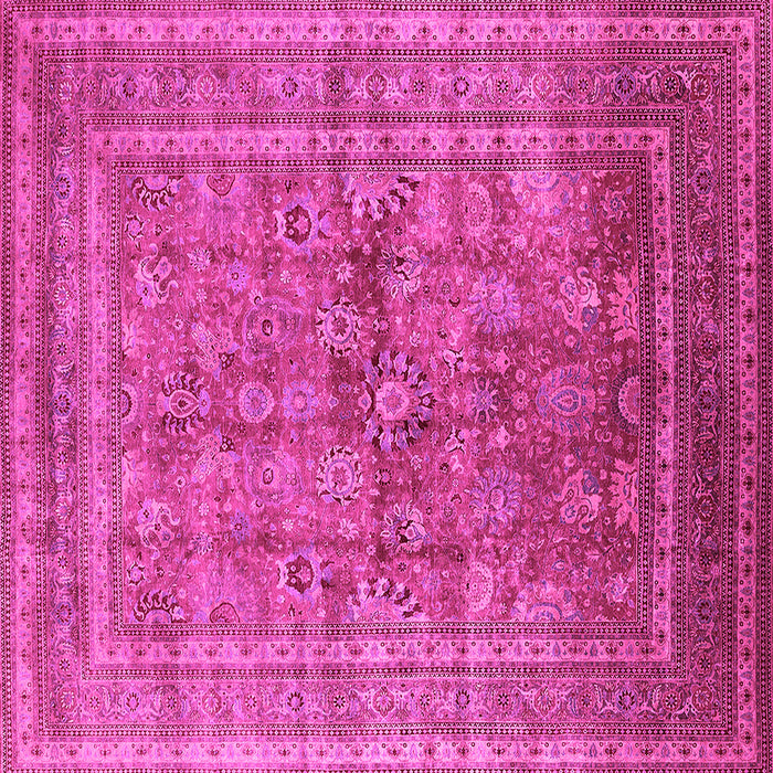 Square Machine Washable Oriental Pink Industrial Rug, wshurb1002pnk