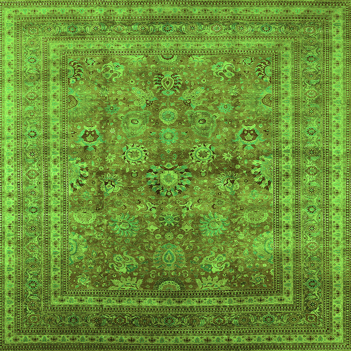 Square Oriental Green Industrial Rug, urb1002grn