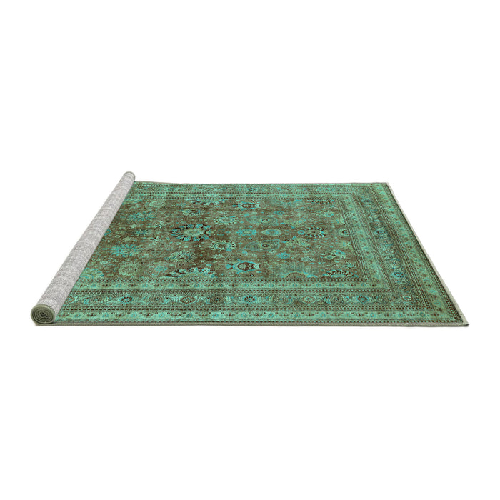 Sideview of Machine Washable Oriental Turquoise Industrial Area Rugs, wshurb1002turq