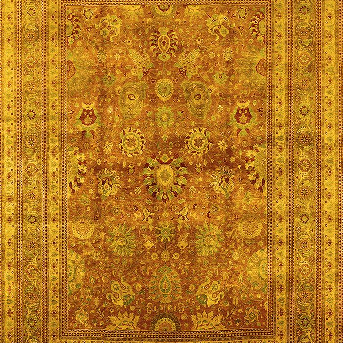 Machine Washable Oriental Yellow Industrial Rug, wshurb1002yw